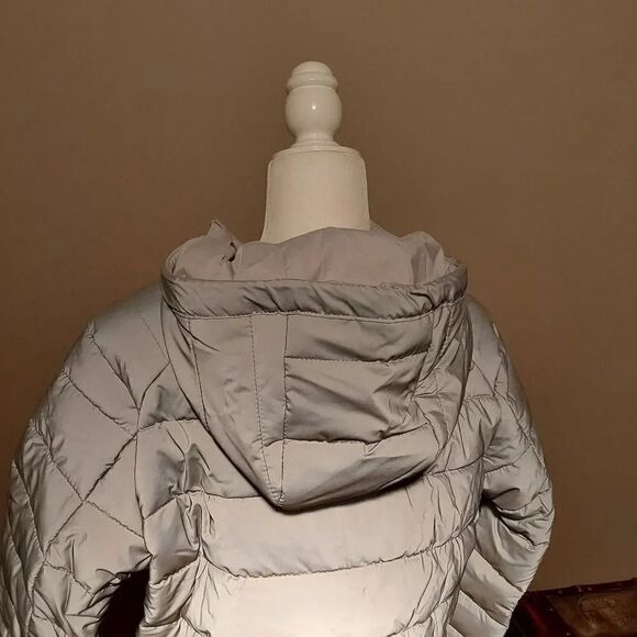Reflective Hooded Puffer Jacket Silver/Gray Sz M - Picture 4 of 11